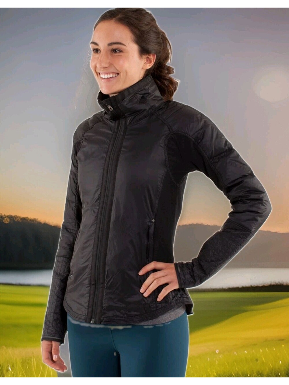 Lululemon Run Bundle Up Jacket Black Full Zip Down Running Coat Womens Medium 8